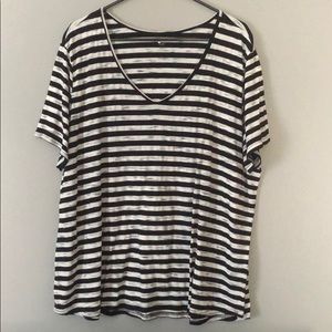 Striped V Neck Top